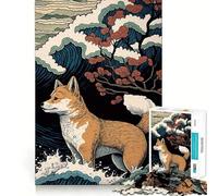 Rompecabezas Shiba Inu Ukiyo E Japón de 1000 Piezas para Adultos Juguete para Pensar, Calma, relajación, Corte Limpio, decoración de Pared 38x52cm