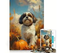 Rompecabezas Shih Tzu con Calabazas de 1000 Piezas para Adolescentes Ideal para Relajarse y desconectar Obra de Arte 50x75cm