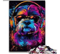 Rompecabezas Shih Tzu Neon de 1000 Piezas para Adultos y Adolescentes, Noches de Juegos, Juguete Colorido para Regalar en casa (26x38cm)