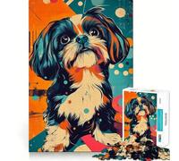 Rompecabezas Shih Tzu Pop Art de 1000 Piezas para Adolescentes Mejora la Memoria Divertido y Relajante Piezas de colección de Arte con Corte nítido 38x52cm