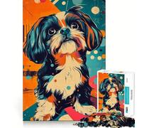 Rompecabezas Shih Tzu Pop Art de 1000 Piezas para Adultos Regalos Juguete para desarrollar la Habilidad y aliviar el estrés Corte Exacto Lista de Deseos de Papá Noel 50x75cm