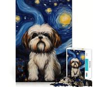 Rompecabezas Shih Tzu Vincent Van Gogh de 1000 Piezas para Adolescentes Juguete para estimular la lógica y Relajarse Arte de Primera Calidad Coleccionable 38x26cm