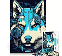 Rompecabezas Siberian Husky Cyberpunk de 1000 Piezas para Adultos Recall Upgrade Stress Relief Tight Cut Santa Wish Pick 50x75cm
