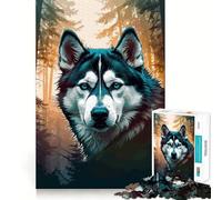 Rompecabezas Siberian Husky Forest para Adultos, 1000 Piezas, Rompecabezas Mental, Divertido y Relajante, para armar, una cálida Sorpresa 50x75cm