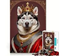 Rompecabezas Siberian Husky King para Adolescentes, 1000 Piezas, Actividad para ejercitar la Mente, Borde preciso, Regalo Festivo 38x52cm
