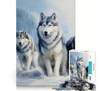 Rompecabezas Siberian Husky Pack para Adolescentes, 1000 Piezas, Rompecabezas Mental, Divertido y Relajante, Arte para armar, Regalo Encantador 50x75cm