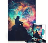 Rompecabezas Silhouette Galaxy para Adolescentes de 1000 Piezas Mejora la Memoria Juego Relajante Bordes limpios Artículo de Santa Claus 38x26cm
