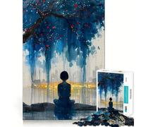 Rompecabezas Silueta Bajo un Árbol 1000 Piezas para Adolescentes Juguete Lógico Estimulante Juego Relajante Arte de Borde Premium Coleccionable 38x26cm
