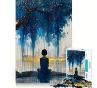 Rompecabezas Silueta Bajo un Árbol para Adolescentes 1000 Piezas Juguete de Lógica Mental Antiestrés Corte Firme Regalo de Deseos de Papá Noel 50x75cm