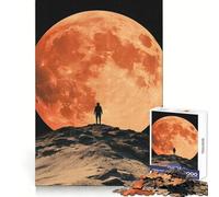 Rompecabezas Silueta contra Luna Roja de 1000 Piezas para Adultos Juguete de lógica aguda para el hogar y el Ocio Corte preciso Regalo conmovedor 38x52cm