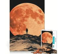 Rompecabezas Silueta contra Luna Roja de 1000 Piezas para Adultos Juguete de lógica aguda para el hogar y el Ocio Corte preciso Regalo conmovedor 38x52cm