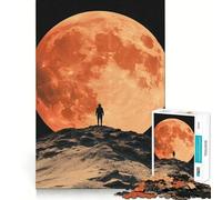 Rompecabezas Silueta contra Luna Roja para Adultos, 1000 Piezas, Juguete para ejercitar la Mente, Divertido, Corte de precisión, 50x75cm