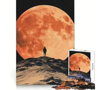 Rompecabezas Silueta contra Luna Roja para Adultos, 1000 Piezas, Juguete para ejercitar la Mente, Divertido, Corte de precisión, 50x75cm