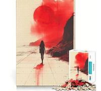 Rompecabezas Silueta de Atardecer Rojo de 1000 Piezas para Adolescentes, Juguete de Lógica Fuerte, Tiempo en Familia, Borde Transparente, Sorpresa Cálida (38x26cm)