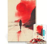 Rompecabezas Silueta de Atardecer Rojo para Adolescentes 1000 Piezas Mejora la Memoria Relajante Divertido Corte Premium Elegante Regalo (50x75cm)