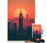 Rompecabezas Silueta de Nueva York para Adolescentes, 1000 Piezas, Juguete de lógica Mental, Alivio del estrés, Corte Firme, Regalo de Papá Noel 50x75cm