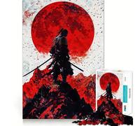 Rompecabezas Silueta de samurái con Sol Rojo, 1000 Piezas para Adultos Ayuda a Mejorar la Memoria y Alivia la ansiedad Diseño artístico para armar Regalo (38x52cm)
