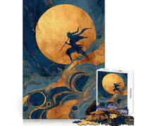 Rompecabezas Silueta Ninja Bajo la Luna Dorada 1000 Piezas para Adolescentes Juguete para Desarrollar la Habilidad Mental Diseño Divertido y Recreativo (50x75cm)