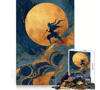 Rompecabezas Silueta Ninja Bajo la Luna Dorada para Adolescentes 1000 Piezas Juguete de Habilidades y Razonamiento Juego Relajante Corte Exacto Regalo Deseo de Santa Claus (38x52cm)