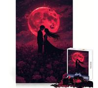 Rompecabezas Silueta Romántica Bajo la Luna Roja 1000 Piezas para Adolescentes Pure Logic Toy Gentle Relax Clean Cut Fine Art Piece (38x26cm)