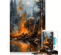 Rompecabezas Skeleton by The Fire de 1000 Piezas para Adultos Recall Upgrade Stress Relief Tight Cut Santa Wish Pick 38x26cm