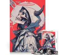Rompecabezas Skull Angel de 1000 Piezas para Adolescentes Recuerdo, Mejora, Mente Tranquila, Arte de Corte Claro, Coleccionable 38x52cm