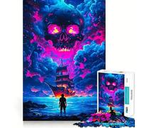 Rompecabezas Skull in The Sky de 1000 Piezas para Adultos Juguete Inteligente, Divertido y silencioso Corte preciso 38x26cm