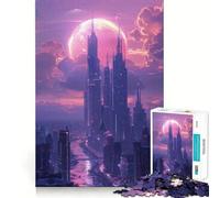 Rompecabezas Skyline City Vaporwave de 1000 Piezas para Adolescentes Juguete Inteligente para el hogar Corte preciso Regalo Original 38x26cm