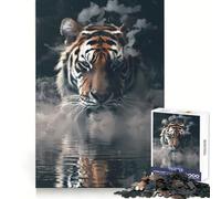 Rompecabezas Smoky Tiger Beast de 1000 Piezas para Adultos Juguete Intelectual para calmar y Relajarse Corte preciso Artículo de Santa Claus (38x52cm)