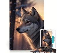 Rompecabezas Snow Wolf Sunrise para Adultos, 1000 Piezas, para estimular la Memoria, Juego en Grupo, patrón de Montaje, Sorpresa navideña (50x75cm)