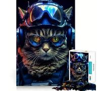 Rompecabezas SOF Gato Guerrero para Adultos, 1000 Piezas, Mejora la Memoria, Juego en Grupo, patrón de Montaje, Sorpresa navideña (38x52cm)
