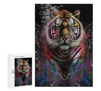 Rompecabezas sofisticado para adultos, 300 piezas, rompecabezas de tigre colorido para adolescentes, juegos divertidos, promueve la memoria, gran regalo para los amantes de los juegos, 300 unidades