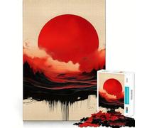 Rompecabezas Sol Rojo sobre Ciudad Negra, 1000 Piezas para Adultos, fortalece la Memoria, alegría en Grupo, Bordes limpios, Regalo Elegante (50x75cm)