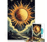 Rompecabezas Sol y Luna sobre la Ciudad, 1000 Piezas, para Adolescentes, Juguete Inteligente, Pasatiempo en Casa, Corte Preciso, Regalo Ideal 50x75cm