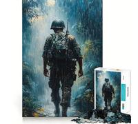 Rompecabezas Soldado bajo la Lluvia de 1000 Piezas para Adultos Think Smart Toy Family Joy Pieza de Arte de Corte preciso (38x26cm)