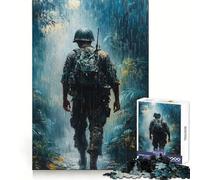 Rompecabezas Soldado bajo la Lluvia de 1000 Piezas para Adultos Think Smart Toy Family Joy Pieza de Arte de Corte preciso (38x26cm)