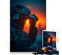 Rompecabezas Soldado con binoculares al Atardecer para Adultos, 1000 Piezas, Rompecabezas para ejercitar la Mente, Ideal para el hogar, Regalo de cumpleaños (38x52cm)