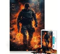 Rompecabezas Soldado en Fuego para Adolescentes 1000 Piezas Recall Boost Gentle Relax Smooth Cut Stylish Gift (38x26cm)