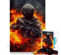 Rompecabezas Soldado en Llamas para Adolescentes 1000 Piezas Recall Boost Gentle Relax Smooth Cut Stylish Gift (50x75cm)