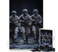 Rompecabezas Soldados bajo la Lluvia para Adolescentes, 1000 Piezas, Recall Upgrade Calm Relax Clear Cut Art Collection Piece (38x26cm)