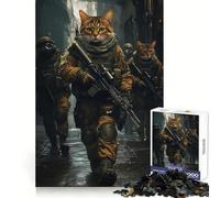 Rompecabezas Soldados Gato bajo la Lluvia para Adultos,1000 Piezas,destreza Mental,recreación Ligera,Ajuste Perfecto,Regalo Encantador (50x75cm)