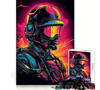 Rompecabezas Soldier Synthwave de 1000 Piezas para Adultos, Juguete Intelectual para Relajarse y calmar, Corte preciso, artículo de Santa Claus (50x75cm)