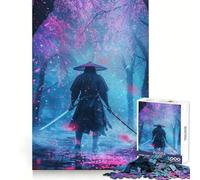 Rompecabezas Solitario Sakura Samurai de 1000 Piezas para Adultos Juguete Intelectual para Relajarse y calmar Corte preciso Artículo de Santa Claus (38x52cm)