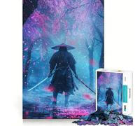 Rompecabezas Solitario Sakura Samurai de 1000 Piezas para Adultos Juguete Intelectual para Relajarse y calmar Corte preciso Artículo de Santa Claus (38x52cm)