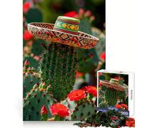 Rompecabezas Sombrero sobre Cactus de 1000 Piezas para Adolescentes Juguete de lógica Mental Diseño Tranquilo y Firme Artículo de Santa Claus (50x75cm)