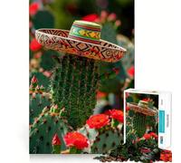 Rompecabezas Sombrero sobre Cactus de 1000 Piezas para Adolescentes Juguete de lógica Mental Diseño Tranquilo y Firme Artículo de Santa Claus (50x75cm)