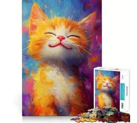 Rompecabezas Sonrisa de Gato Alegre para Adolescentes, 1000 Piezas, Juguete Inteligente, Tiempo Libre, Corte preciso, Regalo de Temporada 38x26cm