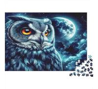 Rompecabezas Sostenible de Búho 1000 Piezas Búho Oscuro contra Cielo Nocturno Iluminado por la Luna para Adultos y Niños | Papel Reciclado Regalo 52x38cm/1000pzs