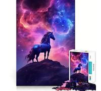 Rompecabezas Space Horse Galaxy Sky para Adolescentes, 1000 Piezas, Recall Upgrade Calm Relax Clear Cut Art Collection Piece (38x26cm)