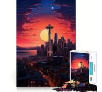 Rompecabezas Space Needle de Seattle, WA, 1000 Piezas para Adolescentes, Juguete de lógica Mental, Escape Tranquilo, Arte de Bordes Finos, Coleccionable (38x26cm)